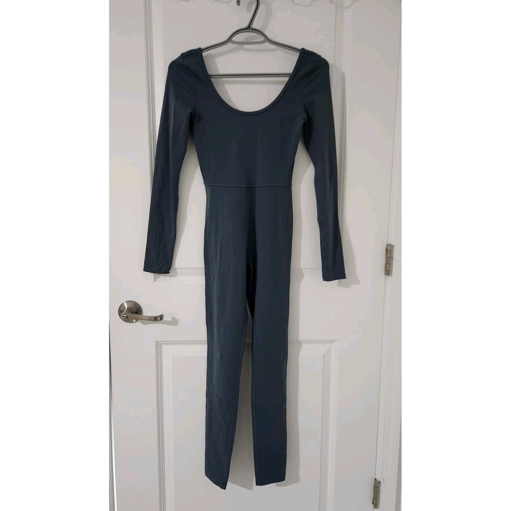 Wilfred Free Womens Gray Maxe Jumpsuit Scoop Neck Long Sleeve Stretch Size XS